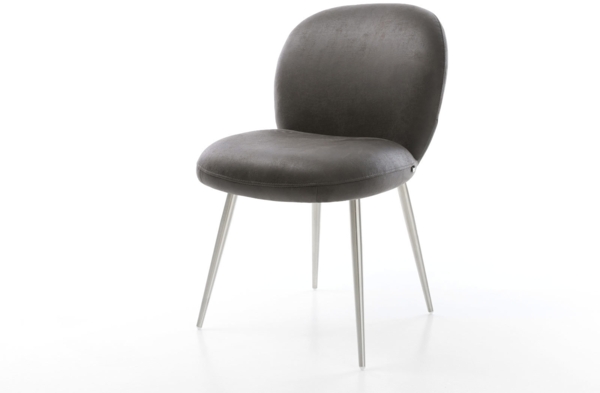 Esszimmerstuhl Nube-Flex Mikrofaser Anthrazit Vintage 4-Fuß konisch Edelstahl Taschenfederkern