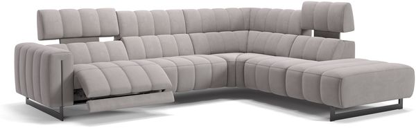 Sofanella Wohnlandschaft Veneto Stoff Ecksofa Couch in Hellgrau S: 266 x 241 Breite x 101 Tiefe