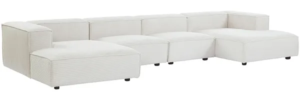 Vente-unique - RUZOLO Sofa SamtStoff Beige - B 169 cm x H 67 cm x L 420 cm