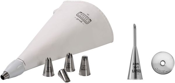 Kaiser | Spritzbeutel-XL Set inkl. Fülltülle 4 mm | 8-TLG | rostfreier Edelstahl | 6 Verschiedene Tüllen | wiederverwendbar | ideal zum garnieren und füllen von Gebäck
