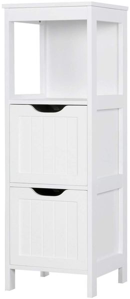 Yaheetech Badschrank, Badkommode, lackiertes Badregal weiß, Badezimmer Schrank mit abnehmbaren Schubladen, Nachtkommode, Eckkommode, 30 x 30 x 89 cm LBH