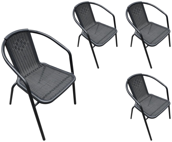 LC Garden Stapelstuhl Garvista Stapelstuhl 54x52x72cm schwarz Gartenstuhl Terassenstuhl, Pulverbeschichteter Stahl