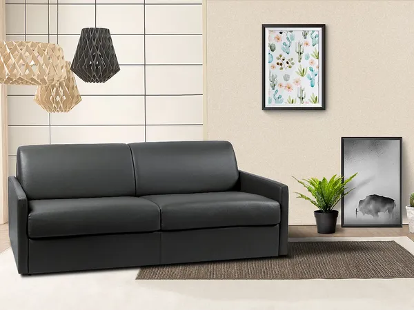 Vente-unique - CALIFE Sofa Kunstleder Schwarz - B 223 cm94 cm x H 85 cm x L 190 cm
