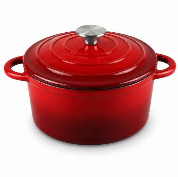 Annastore Bräter Gusseisen Topf emailliert mit Deckel Bräter Brotbacktopf Brottopf, Ofenfest bis 260 Grad, Für Induktion, Gas, Ceran, Elektro, Ofen