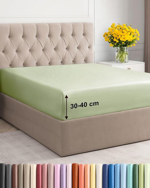 Spannbettlaken 90x190 cm Helles Salbeigrün - 40cm (16") Zoll Tiefe Tasche - Premium Mikrofaser Spannbetttuch - Weich, Knitter- und Bügelfrei - Atmungsaktiv und Oeko-TEX Standard 100 Zertifiziert