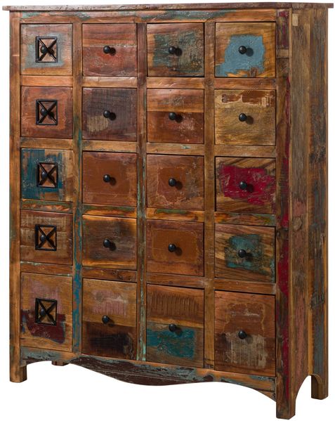 Kommode Altholz 125x40x150 mehrfarbig lackiert NATURE OF SPIRIT #60