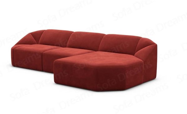 Samtstoff Ecksofa Cabrera L Form Kurz - Samtstoff - rot - Rechts