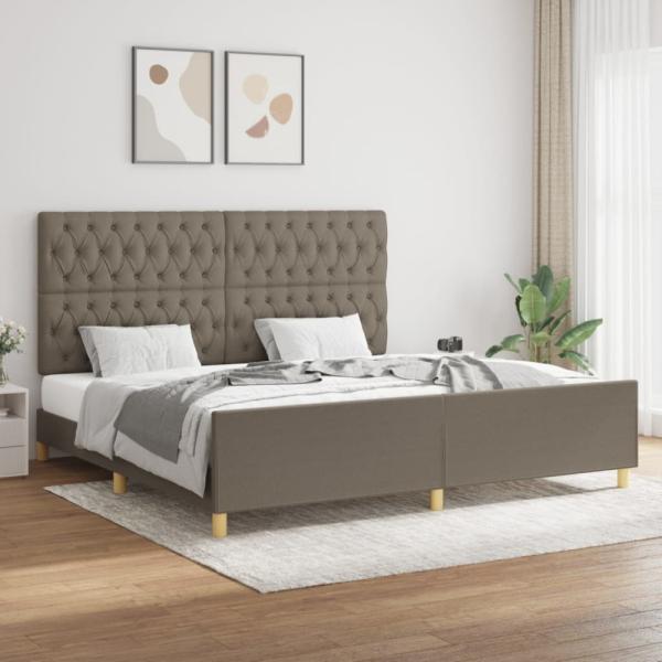 Doppelbett mit Kopfteil Stoff Taupe 200 x 200 cm [3125328]