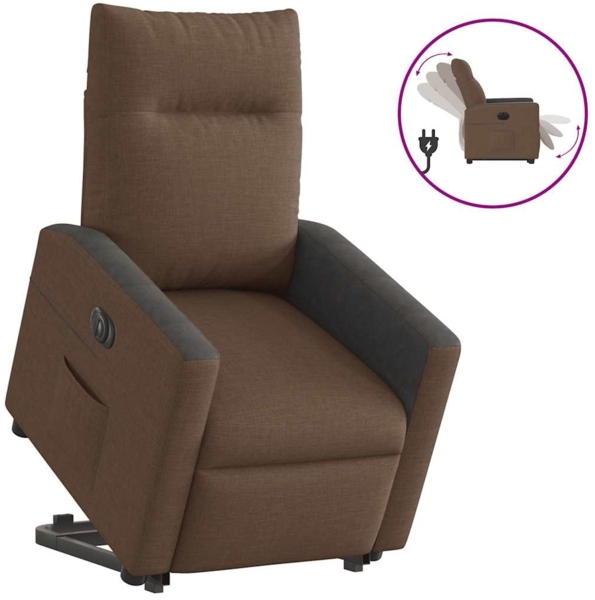 vidaXL Relaxsessel mit Aufstehhilfe Elektrisch Braun Stoff 3324069