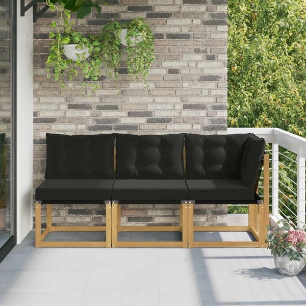 vidaXL Outdoor Mittel- und Ecksofa mit Kissen 3 Stück Weiß 901623