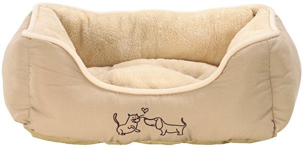 Dehner Tierbett Hunde-/Katzenbett Sammy, beige, versch. Größen, hochwertiges Hundebett/Katzenbett, mit herausnehmbarem Liegekissen