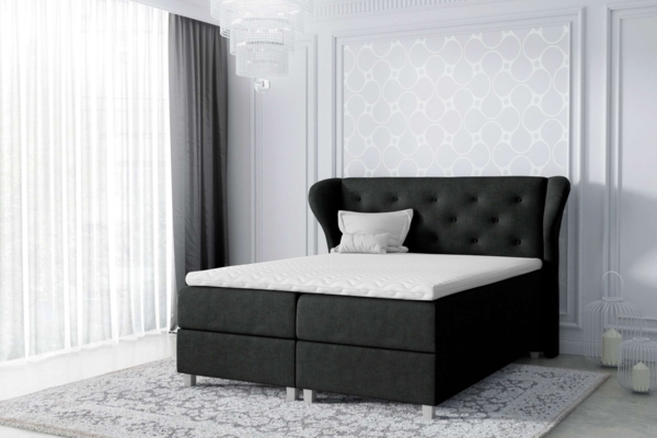 99rooms Bellagio Boxspringbett Strukturstoff 140x200 cm Schwarz