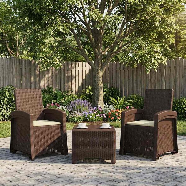 vidaXL Liegesessel Garten Rattan-Optik 2 pcs Braun und Creme PP 8012020