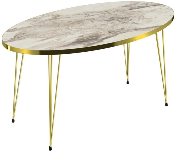 Couchtisch Skævinge 43x90x50cm Marmor, weiß / Gold [en. casa] Bild 3