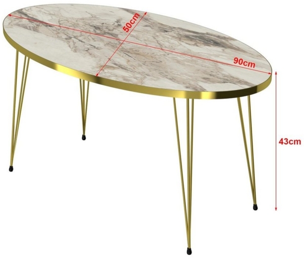 Couchtisch Skævinge 43x90x50cm Marmor, weiß / Gold [en. casa] Bild 2