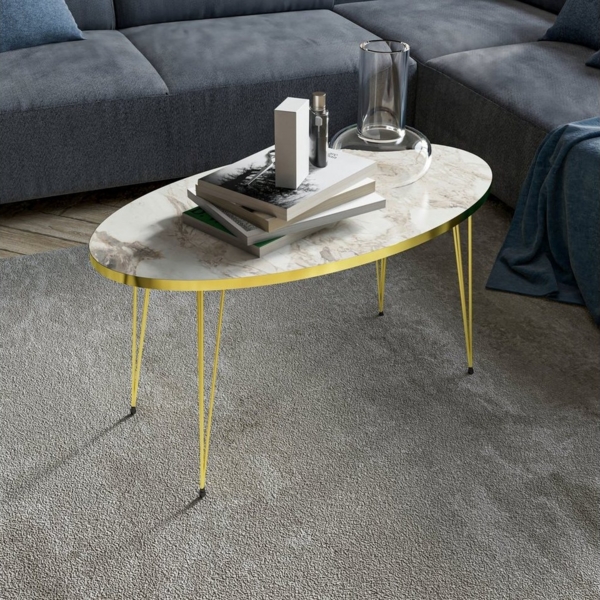 Couchtisch Skævinge 43x90x50cm Marmor, weiß / Gold [en. casa] Bild 5