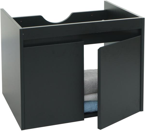 Waschbeckenunterschrank HWC-L86, Badezimmer Waschtisch Unterschrank, FSC® Melamin 2 Türen 48x59x46cm ~ schwarz