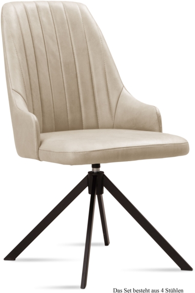 Esszimmerstuhl drehbar (4er-Set) Denise 52x91x60 Schwarz/Natur