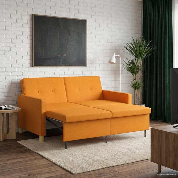 vidaXL Schlafsofa Ausziehbar Dunkelgelb Stoff 42033347