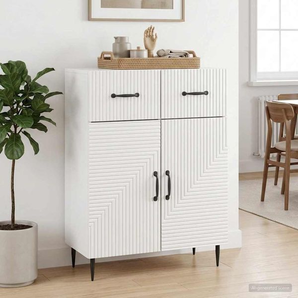 vidaXL Sideboard Hochglanz Weiß 66 x 34,5 x 89,5 cm Holzwerkstoff 894869