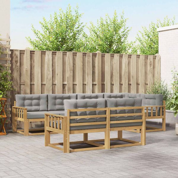 vidaXL Outdoor-Sofagarnitur 6 pcs Weiß und Hellgrau Polyester 3386580