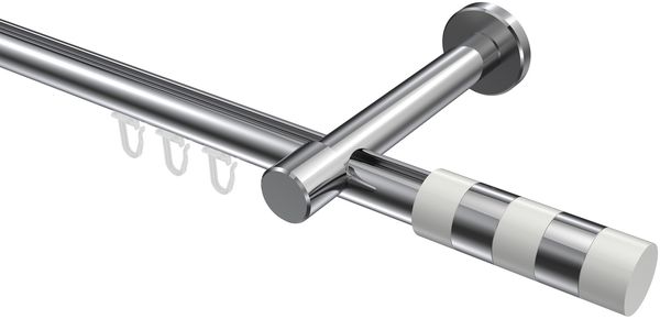 Innenlauf-Gardinenstangen-Set Prestige Mavell 100 cm, 1-läufig, 20 mm Ø Chrom
