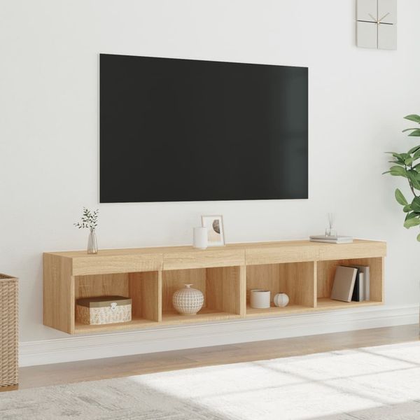 vidaXL TV-Schränke mit LED-Leuchten 2 Stk. Sonoma-Eiche 80x30x30 cm 837146