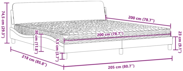 vidaXL Bett mit Matratze "Dover" Dunkelgrün 200x200 cm Samt 3208474 Bild 8