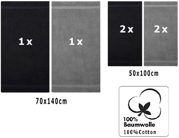 Betz Handtuch Set 6-TLG. Handtuch Set Premium Farbe anthrazit und schwarz, 100% Baumwolle (Set, 6-St)