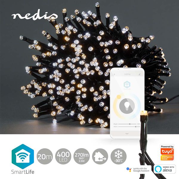 NEDIS SmartLife Weihnachtsbeleuchtung Schnur Wi-Fi Warm bis kühlen weiß 400 LED's 20.0 m Android™ / IOS