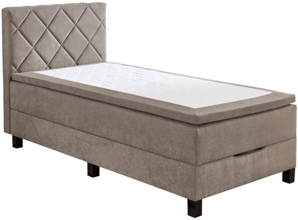 Boxspringbett Josh / Jeff 120 , Stoff , Beige, Braun, Grau , 120 x 110 x 211 cm