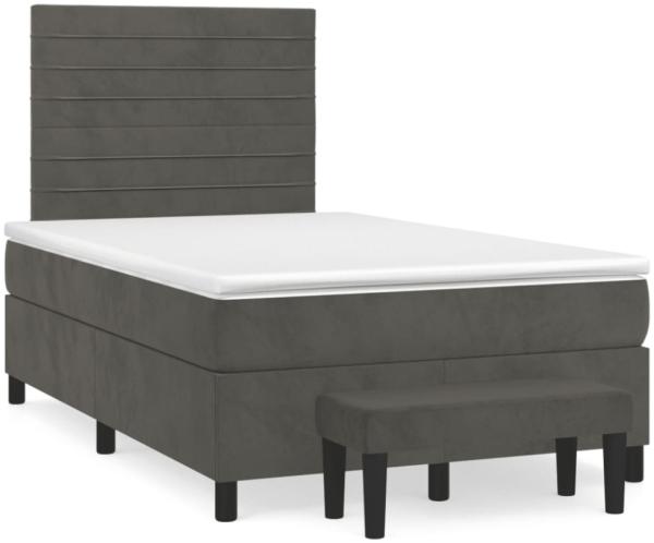 vidaXL Boxspringbett mit Matratze Dunkelgrau 120x190 cm Samt 3270476