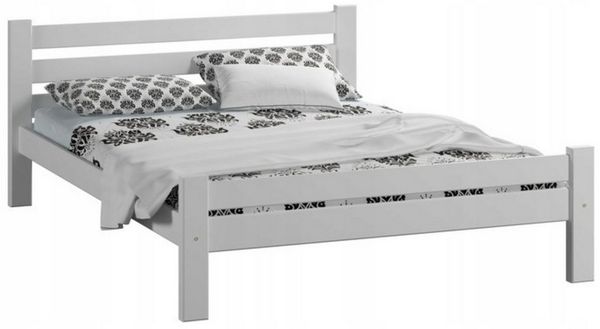 Home Collective Bettgestell Massivholzbett, Einzelbett mit Lattenrost & sicherem Lack, 210x172x72 cm, Weiß