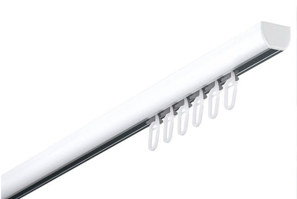 GARESA Gardinenschiene 400, 1-läufig, Wunschmaßlänge, mit Bohren, verschraubt, Aluminium, Kunststoff, Aluminiumschiene, schlicht, Deckenmontage, verlängerbar