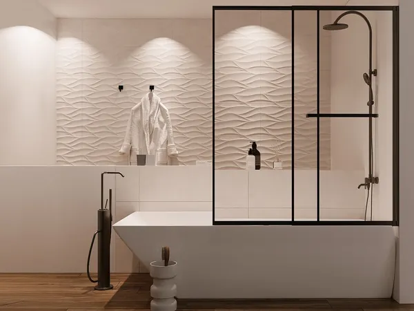 Vente-unique - WAIMEA Duschabtrennung MetallGlas TransparentSchwarz - B 4,13 cm x H 140 cm x L 120 cm