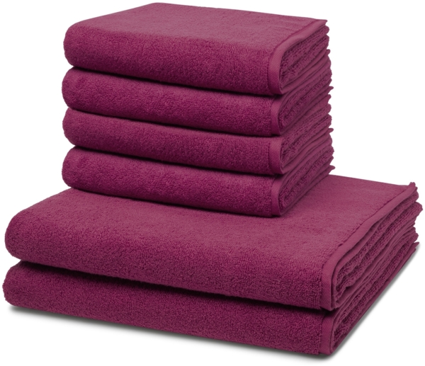 Ross Sensual Skin 6 tlg. Frottier-Set - 4 X Handtuch (50 X 100cm), 2 X Duschtuch (75 X 140cm) - 500 g/m2 - Fuchsia