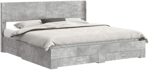 vidaXL Bettgestell mit Stauraum und Kopfteil Betongrau 180 x 200 cm 3414440 Bild 2