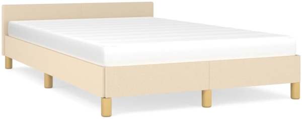 Bettgestell mit Kopfteil Creme 120x200 cm Stoff [347404]