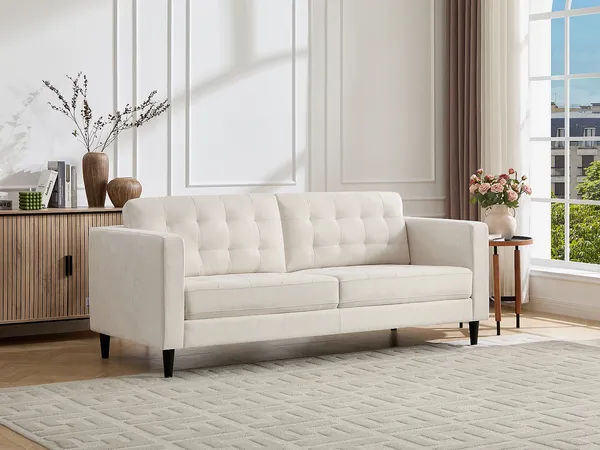 Vente-unique - DIBALU Sofa StoffStoff Beige - B 87 cm x H 84 cm x L 200 cm