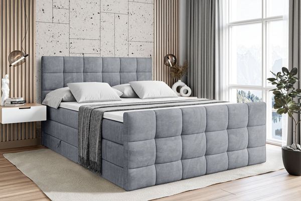 ALTDECOR Boxspringbett APO-Z KING (mit Matratze und Lattenrost Topper Polsterbett mit Bettkasten Boxbett), H4 Multipocket, H3 Bonellfederung, Doppelbett Springboxbett