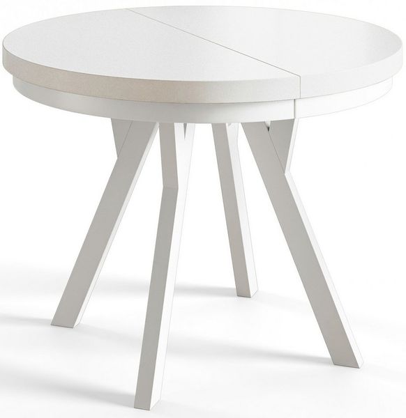 Alpi-Möbel Esstisch Wohnzimmertisch - Ausziehbarer runder Tisch 80-120 cm - Weiß, Ausziehbar, 2 x Einsatz 50 cm