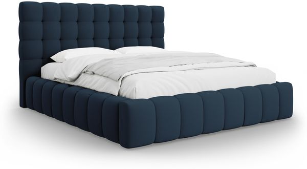 Micadoni Stauraumbett mit Kopfteil Mamaia Strukturierter Stoff Blau 200x200