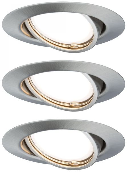 Paulmann No. 93425 LED Einbauleuchten Set Base Coin schwenkbar, 3x5W Eisen gebürstet dimmbar