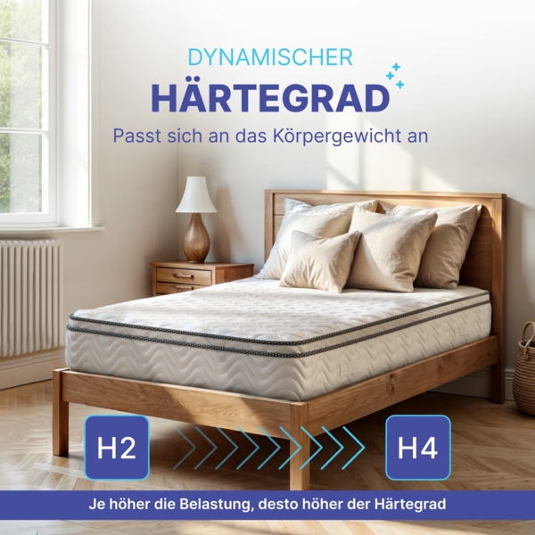 Arensberger VIKTORIA 7-Zonen Taschenfederkern Matratze, Höhe 25cm, mit integriertem Topper , 120x200 cm Bild 5