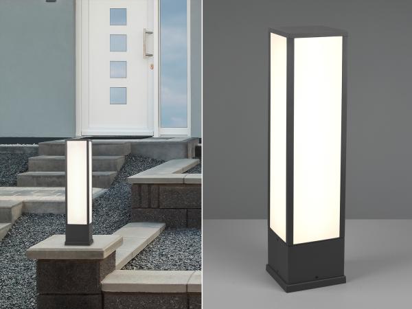 LED Sockelleuchte 2er Set eckig in Anthrazit, Höhe 60cm, IP54