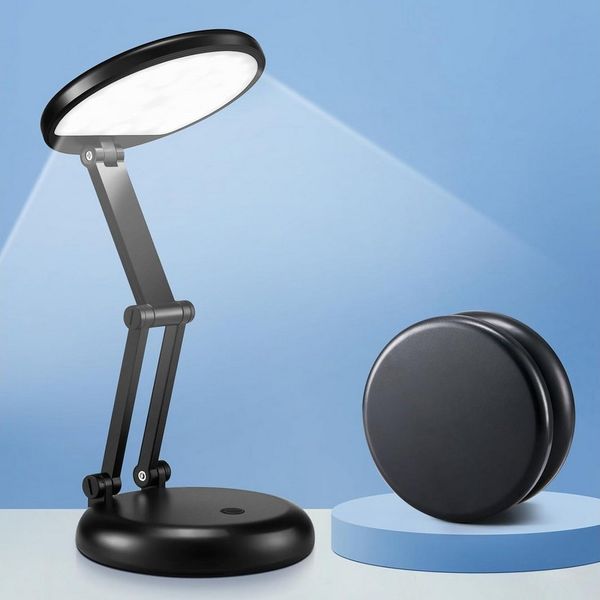Vivitar LED Schreibtischlampe 3600-mAh Wiederaufladbare, 3600-mAh Tischlampe, klappbar, 300 Lumen, 4000 K natürliches Licht, Tageslichtweiß, 10 Helligkeitsstufen, Touch-Dimmer, Speicherfunktion, augenschonendem
