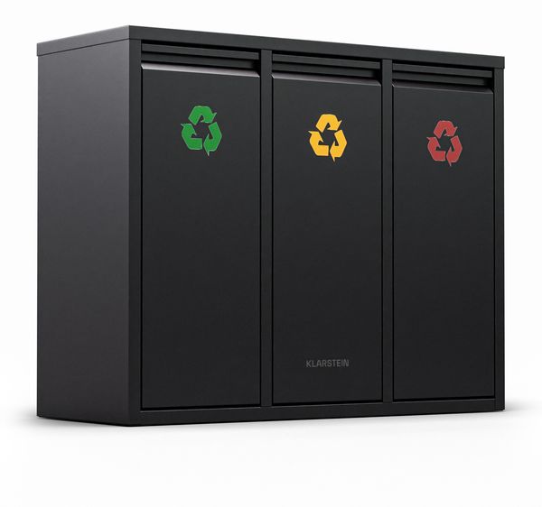 Klarstein Ordnungshüter 3-in-1 Mülleimer - 45L Küchenabfalleimer mit Farbcodierung, Edelstahlgehäuse, herausnehmbare Behälter, Mülltrennsystem Bild 3