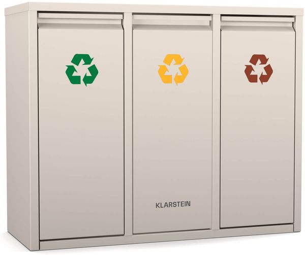 Klarstein Ordnungshüter 3-in-1 Mülleimer - 45L Küchenabfalleimer mit Farbcodierung, Edelstahlgehäuse, herausnehmbare Behälter, Mülltrennsystem Bild 2