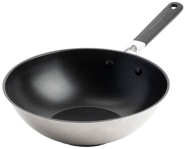 KitchenAid Wok Classic Stainless Steel (CC005705-001), Edelstahl, Wokpfanne 28 cm, Edelstahl-Induktionsboden mit Aluminiumkern