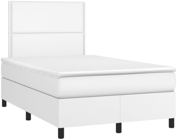 vidaXL Boxspringbett mit Matratze Weiß 120x190 cm Kunstleder 3269972